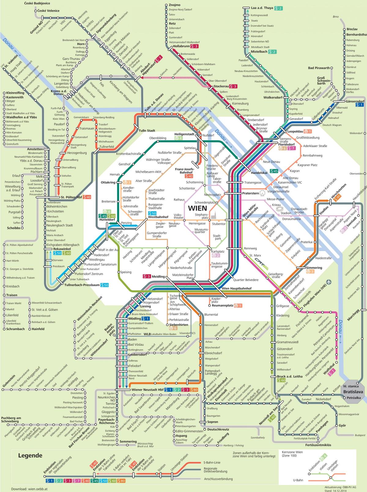 Карта Вена S7 маршруце
