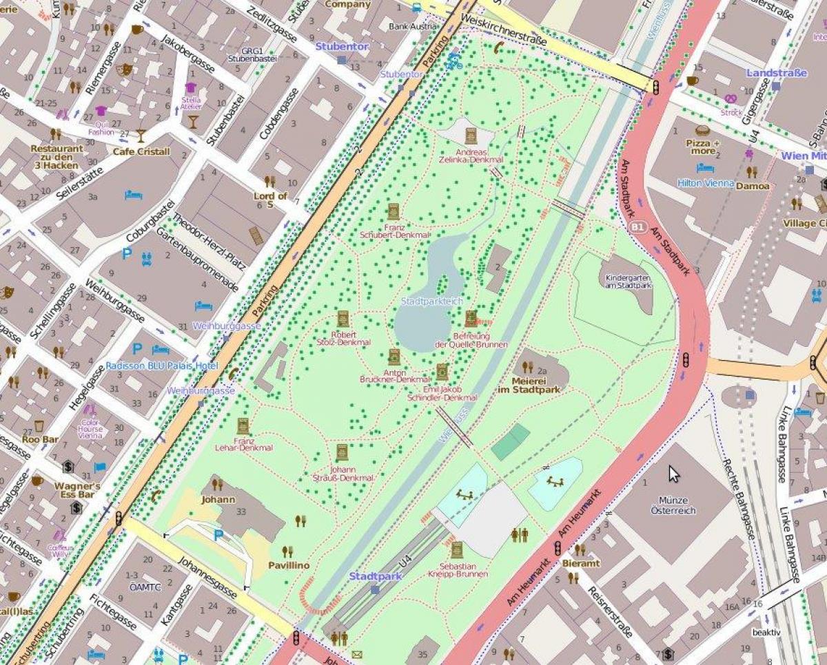 Карта stadtpark ў Вене