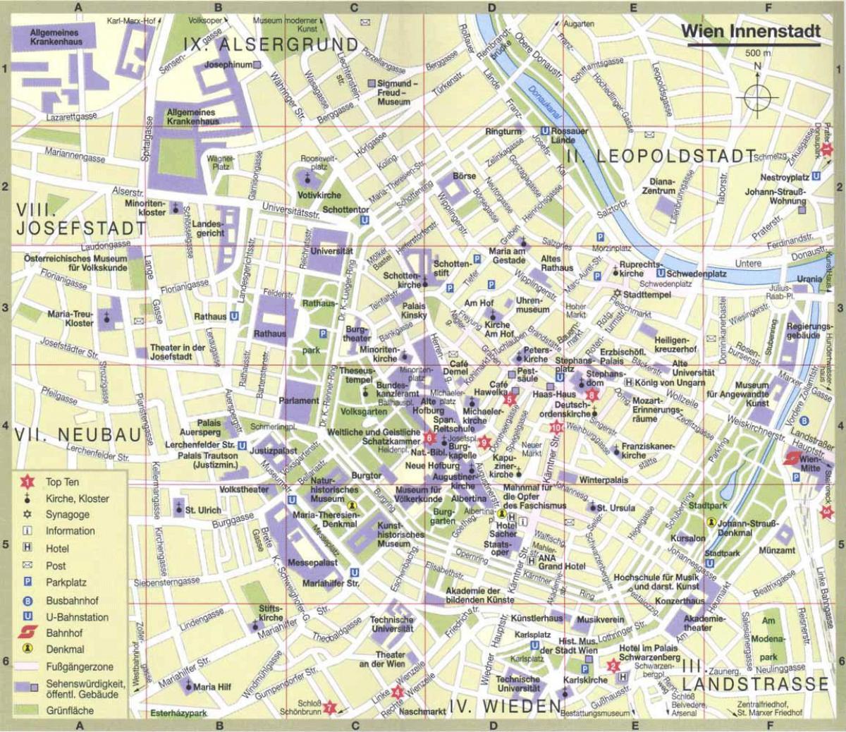 Вена турыстычная карта