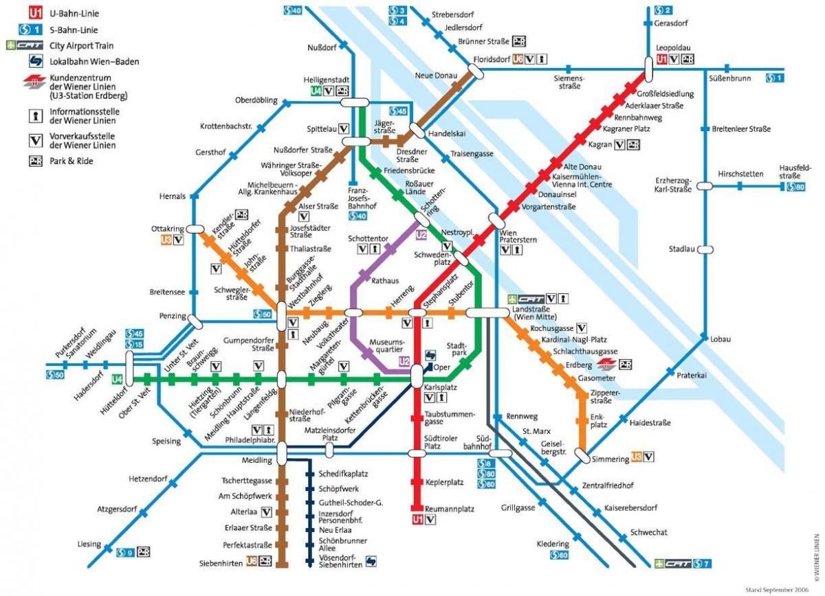 Венскім метро Аўстрыя карта