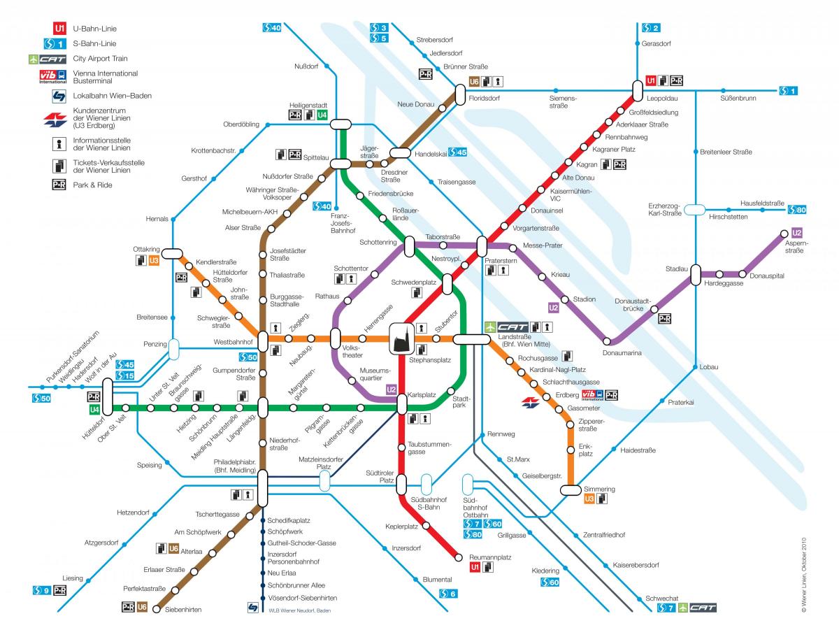 Вена Аўстрыя карта метро 