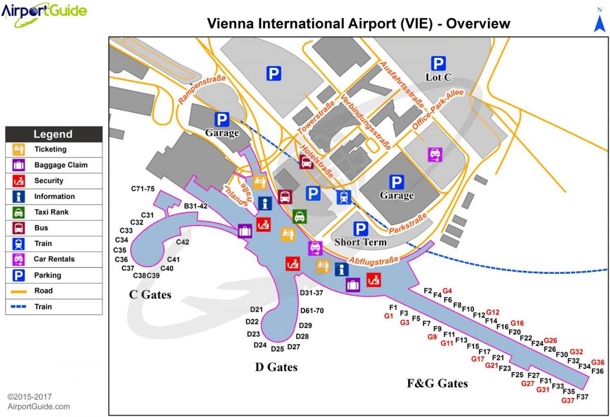 Карта Вены аэрапорце прызначэння 