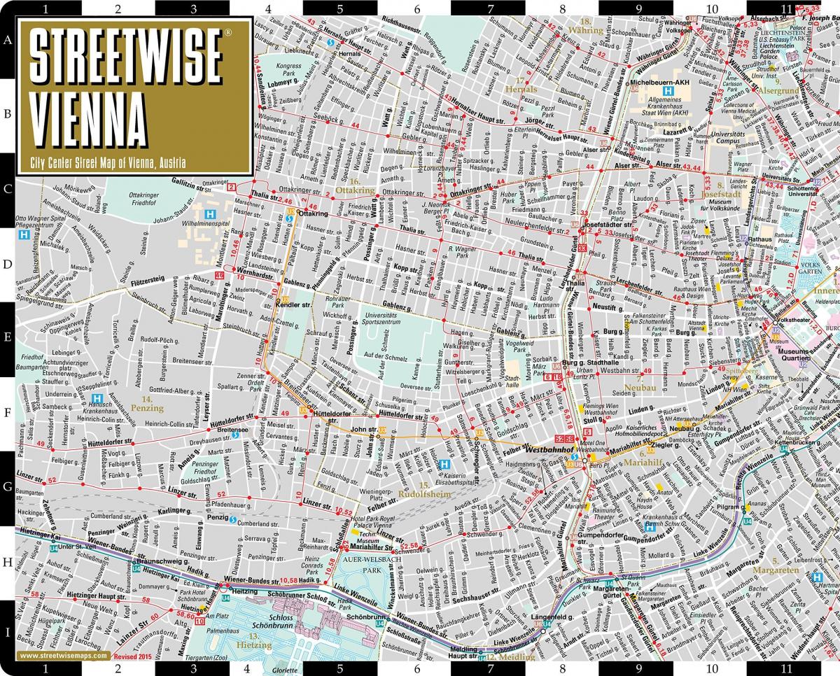 вуліцы горада карта Аўстрыя Вена