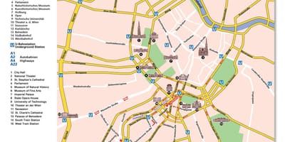 Карта Вены кальцавой дарогі 