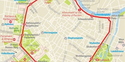 Венскі кальцавой трамвай маршрут на карце
